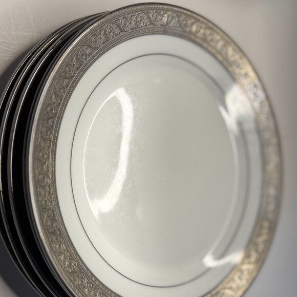 Royal Sheffield China Platinum 102004 Salad Plates Set of 5 Elegant Trim - Picture 2 of 3